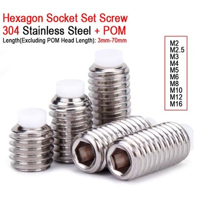 304 Stainless Steel Hexagon Socket Set Screw With Nylon Dog Point M2 M2.5 M3-M16