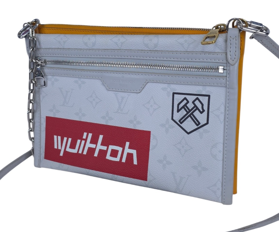 LOUIS VUITTON VIRGIL ABLOH DOUBLE POUCH Orange Denim Messenger