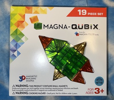 Magna Qubix 19 Piece Set 3D Magnetic Building Shapes Blocks Magna-Tiles 2018