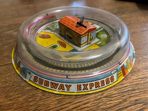 Marx Subway Express RARE Tin Wind Up WORKS Vintage 30’s 40’s W/ Plastic Tunnel
