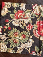MODA Indonesia April Cornell Birds Floral Fabric Brown Large Print 55”x44” VTG