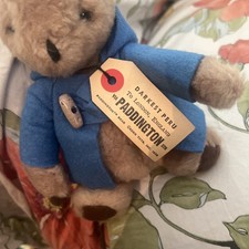 Vintage Paddington Bear 9  Plush 1975 Eden Toys Blue Coat Teddy Stuffed Beanie