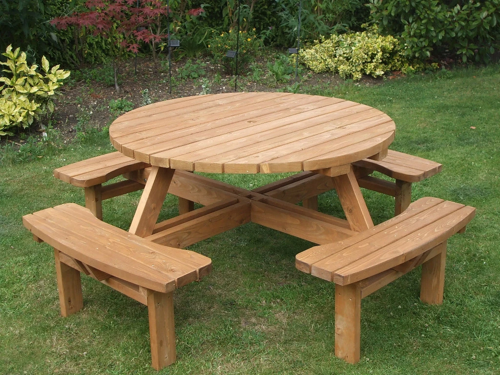8 Seater commercial pub style round picnic table with free shipping
