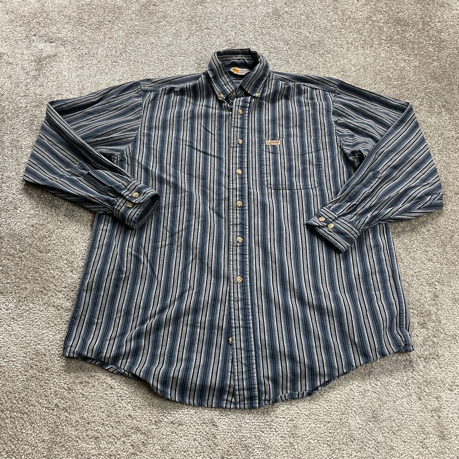 Carhartt Rugged Outdoor Shirt Mens Blue Striped Long Sleeve Collared Casual Fish
Opens in a new wind