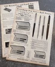 Vintage 1956 Eversharp Pen & Mechanical Pencil Gift Sets Illustrated x3 Ad Pages