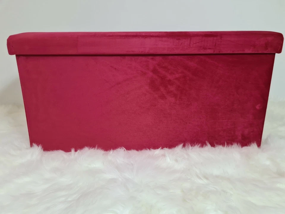 Ottoman Storage Box Foot Stool velvet Folding Seat Toys Holder Chair Pouffe Shoe - Image 3 of 3