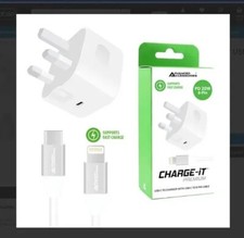 Image of AA 20W 3A PD Mains Charger USB-C to 8-Pin Fast Charging Bundle
