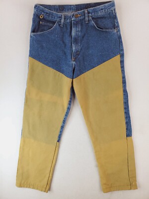 Vintage Wrangler Jean Mens 36x30* Blue Tan Brush Briar Guard Upland Bird Hunting