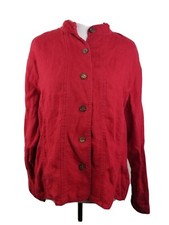 CHICO's 2 Blazer Large red linen button down jacket women Boho Lagenlook