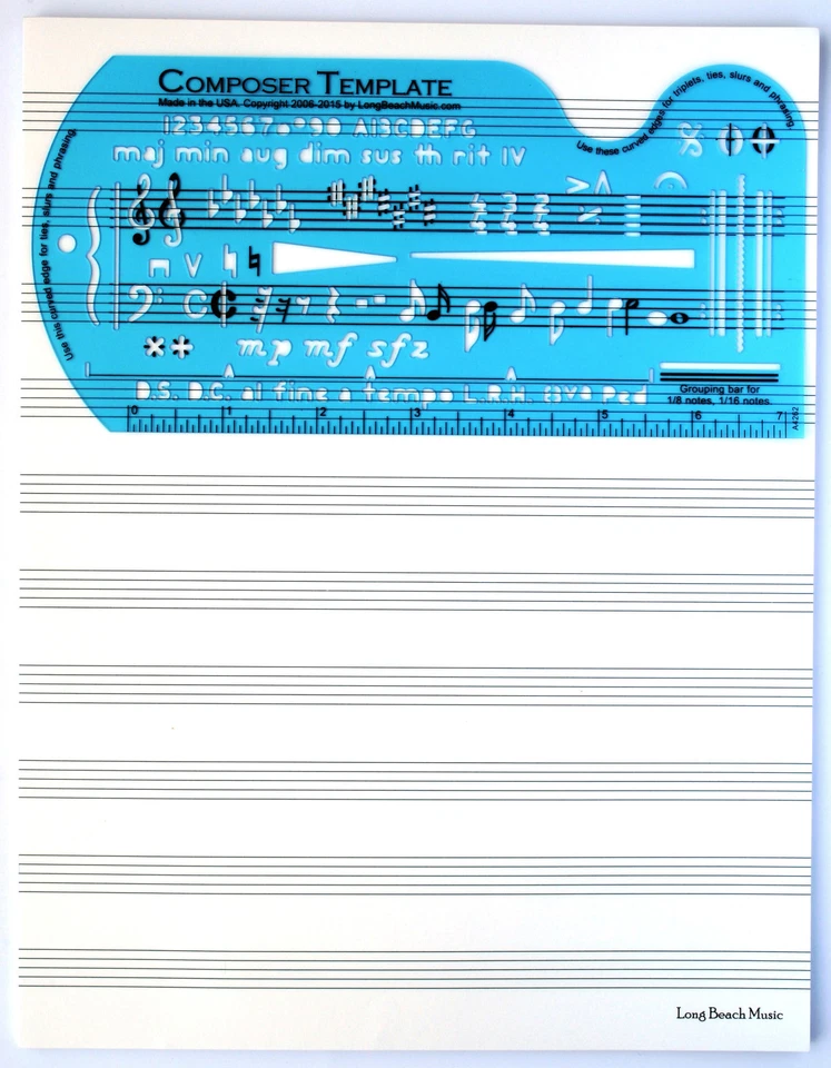 Song Writer's Composing Template for Music Notes & Symbols with Staff Paper - Image 3 of 4