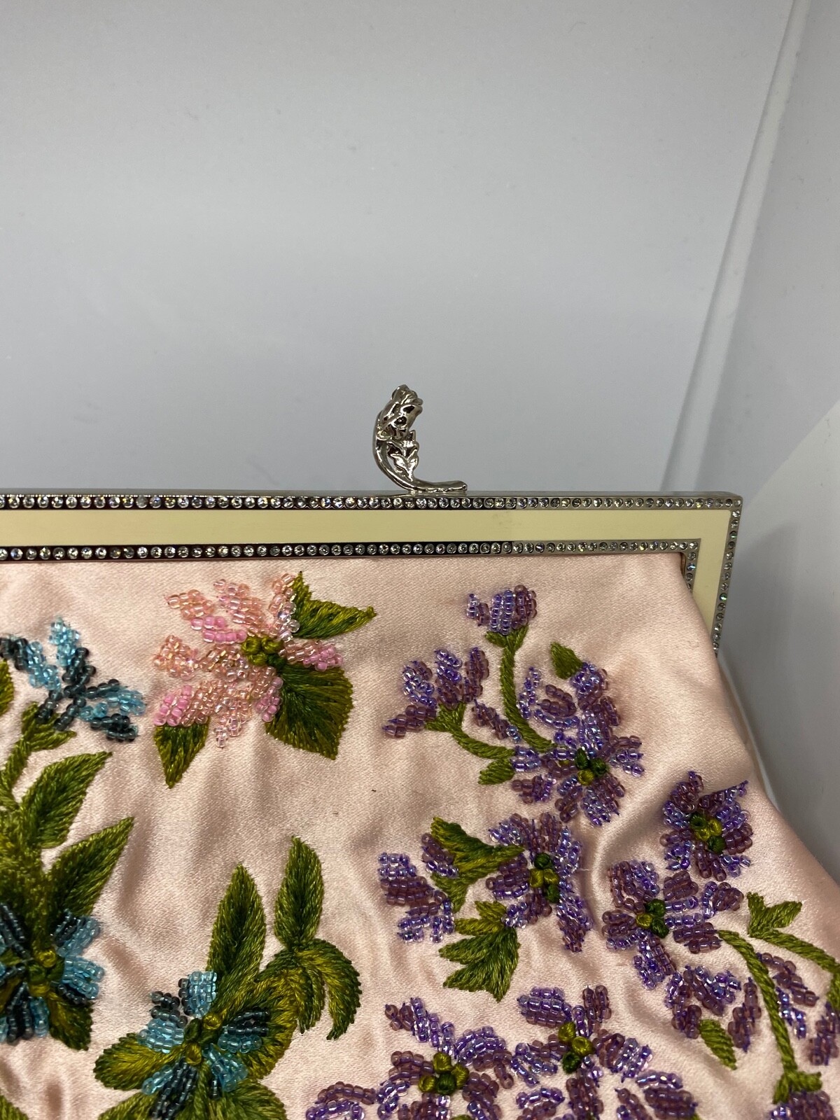 VALENTINO Garavani Embroidered Rhinestone Silk Evening Bag Vintage