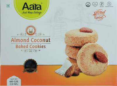 Aara Almond Coconut Baked Cookies - 400gm Free Shipping USA Seller