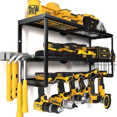 Brand New Wall Mounted Power Tool Storage Rack 24 Inch 6 Slots Battery Station