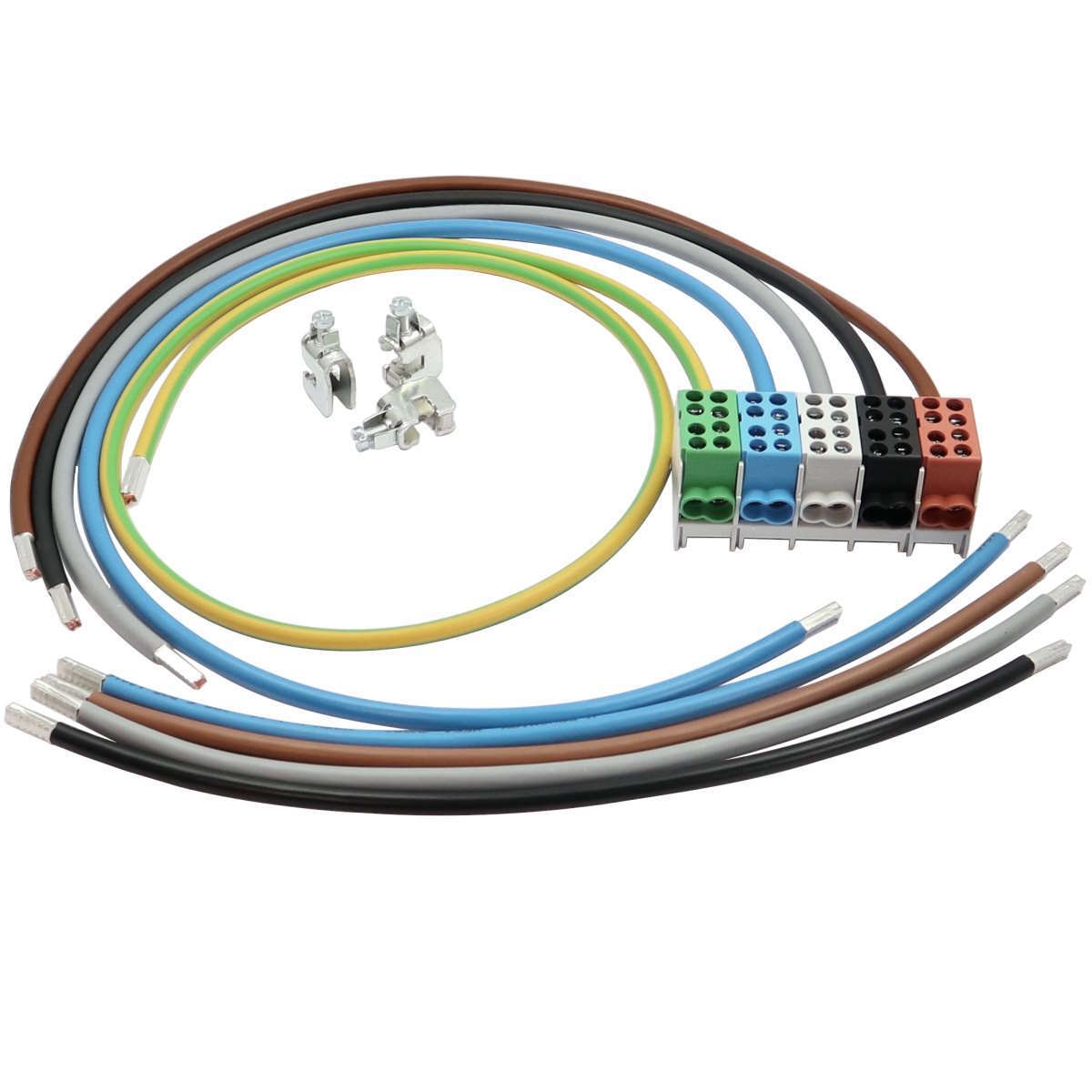Xenterio Elektro-Kabelsatz 16mm², 5m Braun / 2m Blau / 2m Gelb-grün + 50 Aderendhülsen