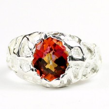 Twilight Fire Topaz, Solid 925 Sterling Silver Men's Ring, SR168
