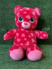 Build A Bear Plush Pink Hearts Bear Retired 17" BAB Blue Eye Stuffed Toy