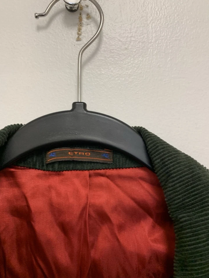 Chaqueta Blazer Abrigo Deportivo ETRO Para Hombre Verde Forrado Pana Italiana 48 Foto 3 de 4