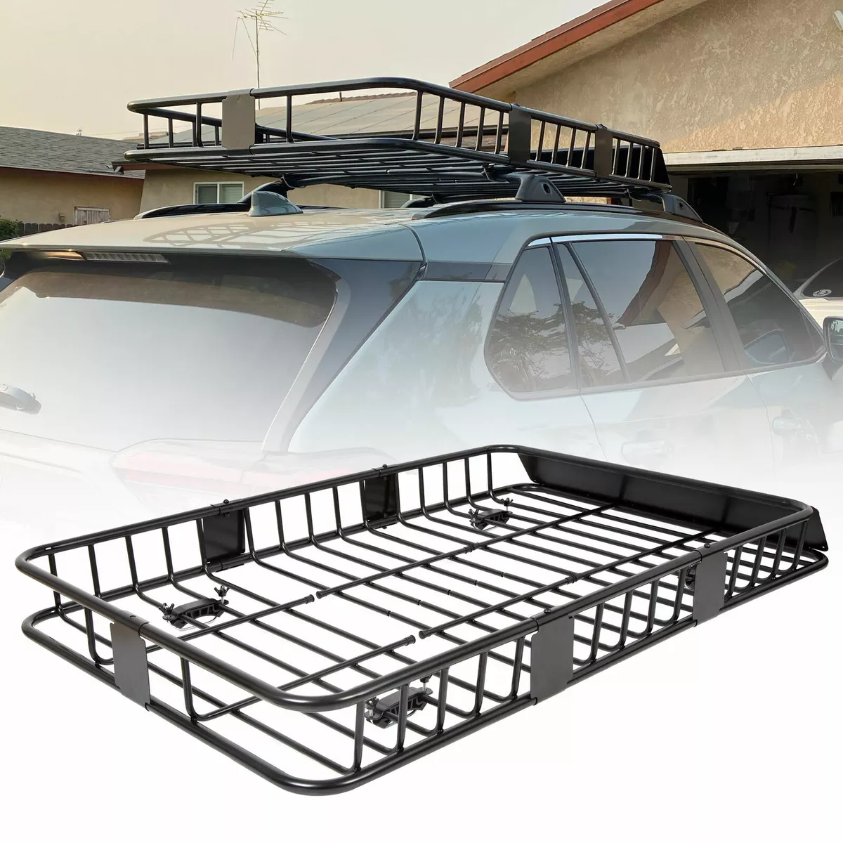 500 lbs 64 Universal Roof Rack Cargo SUV Top Luggage Carrier Basket Holder