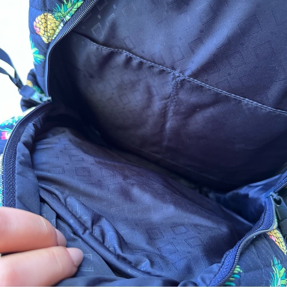 Vera Bradley Navy Blue Pineapple Print Quilted Mini Backpack  display picture 2