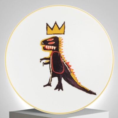 Jean-Michel BASQUIAT  Gold Dragon  Porcelain PLATE LIGNE BLANCHE PARIS Frane NEW