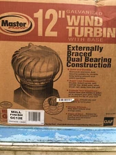 GAF Master Flow GC12E Mill Finish External Braced Rotary Turbine, 12 in, 