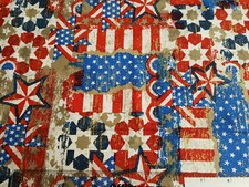 Patriotic Flag Images on White COTTON FABRIC FQ