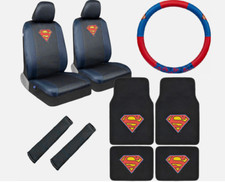 New Full Set Superman Classic Car Floor Mats Seat Covers Steering Wheel Cover New Full Set Superman Classic Car Floor Mats Seat Covers Steering Wheel Cover