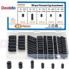 80 Pieces Vacuum Cap Assortment, Rubber, Dropper ID from 5/32" to 3/8" Sizes, Ho
