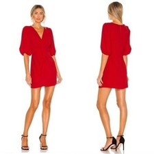 Amanda Uprichard Susannah Red Mini Dress Front Twist Ruched Shoulder Size Small