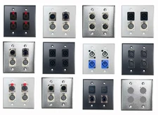 PROCRAFT DPL-4X-VAR 2 Gang Stainless Pro Audio Installation Wall Plate Loaded, M