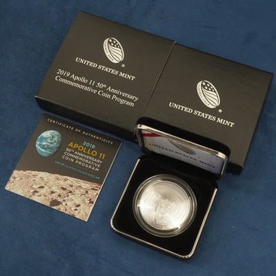 2019-P $1 US Mint Apollo 11 50th Anniversary UNC Silver Dollar in OGP w/COA