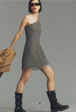 Anthropologie Sundays In Brooklyn NWT $180 Mesh Shine Mini Dress L Grey SOLD OUT