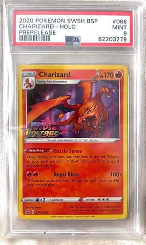 2020 Pokemon SwSh BSP Prerelease #066 Charizard Holo PSA Mint 9