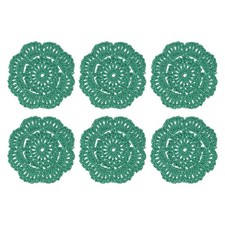 6Pcs Crochet Handmade Doilies 4" Placemats Lace Coasters Green