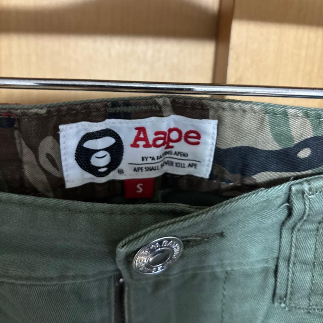 A BATHING APE Cotton Logo Chino Pants Olive Green M Waist 78cm BA0226180 thumbnail 5