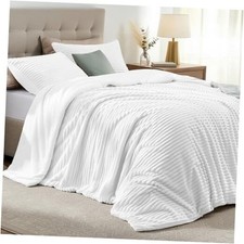 Fluffy Queen Comforter Set 3 Pieces - Soft  Fuzzy White Queen 90"x90" 01white