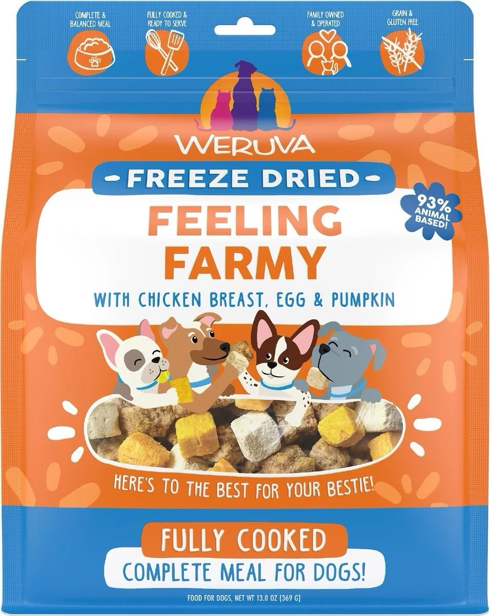 Weruva Paw Feeling Farmy Freeze Dried Dog Food, Topper or Treat-13oz