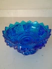 Vintage Fenton Colonial Blue Hobnail Art Glass 6 Candle Multi Candle Holder Bowl