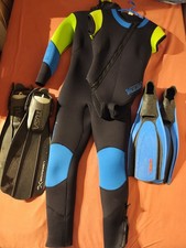 Tauchanzug mit Weste 6,5 mm Super Flex Neopren + 2 paar Flossen