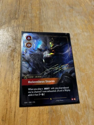 Riftbound Relentless Storm Volibear Signature Foil - OGN 300*/298 Near Mint