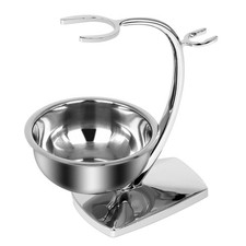 Linkidea Universal Safety Razor Brush Stand with Shaving Bowl, Men's Silver
