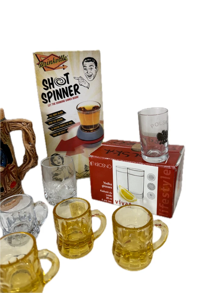 Piedras de cerveza de colección, vidrio de tiro mixto, spinner de tiro, taza alemana y mini tazas Foto 4 de 4