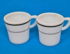 2 Vintage Pyrex Tableware Green Stripe Coffee Cup Mug Corning USA #709