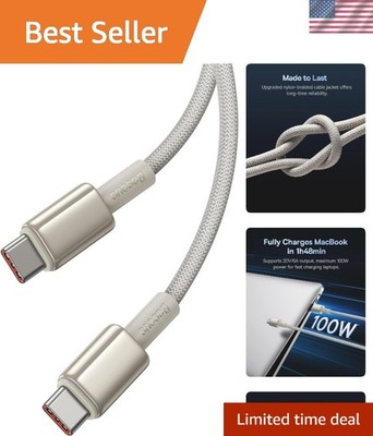 Baseus 100W PD 5A QC 4.0 Fast Charging USB C to USB C Cable,Zinc Alloy & Braided