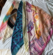 Women  s Silk Scarf Lot Vera Neumann Italy Express Omega Grandezza 7 pcs