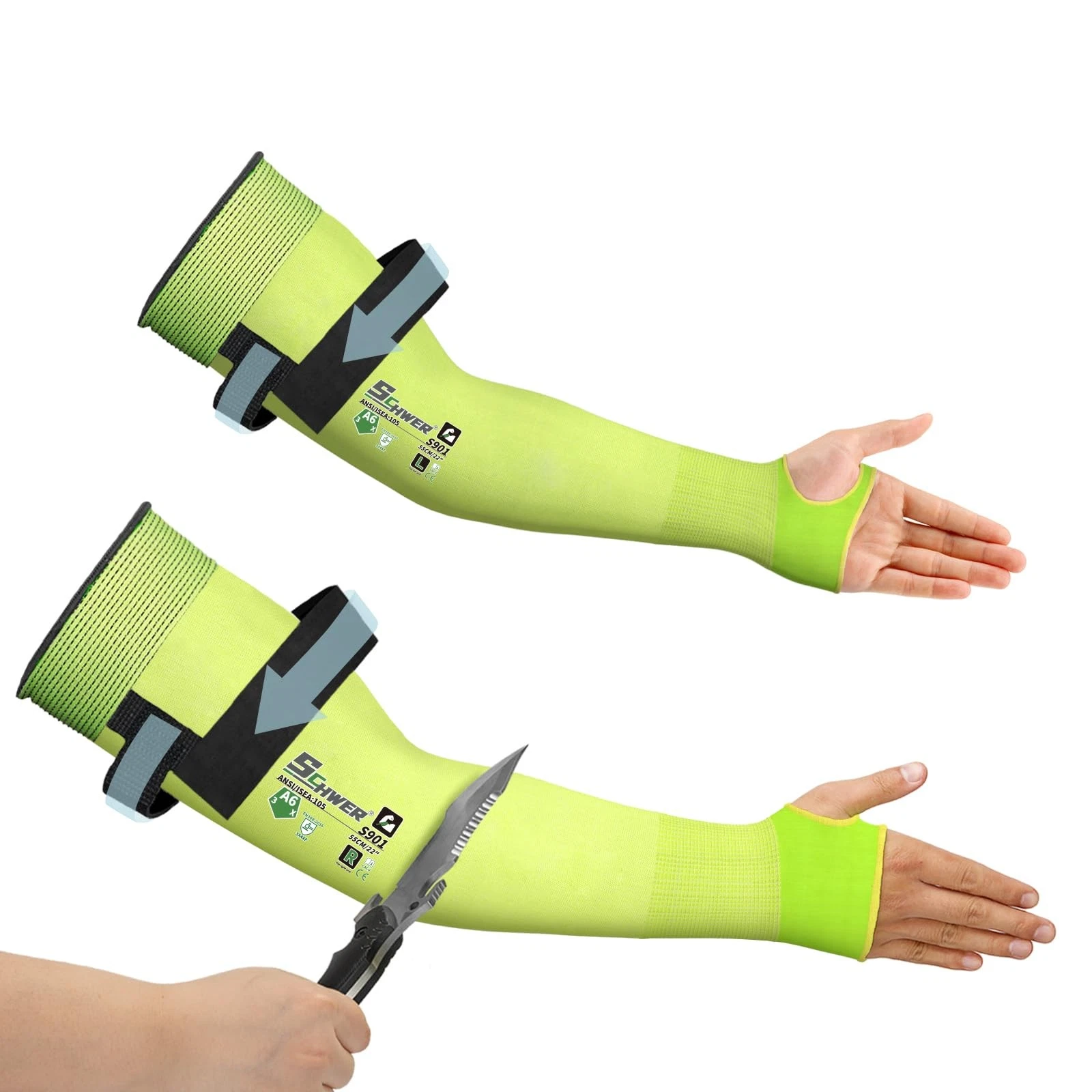 Cut Resistant Gardening Sleeves ANSI A6 Thumb Hole 22 inch Arm Protectors 1