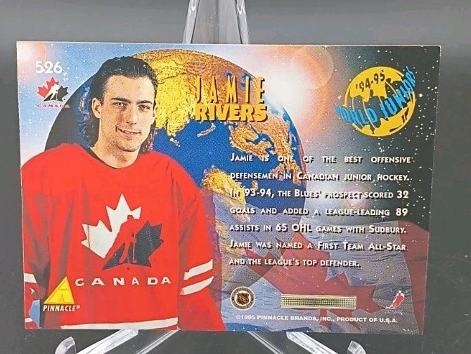 1994-95 Pinnacle World Junior Jamie Rivers RC AU #526 AUTOGRAPHED - Image 2 of 2