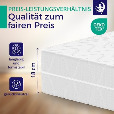 Taschenfederkernmatratze 90x200 140x200 cm Höhe 18cm Hypoallergen & Atmungsaktiv