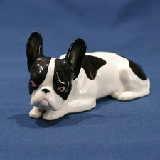 Estatuilla Bulldog Francés Vintage Alemania ABB Corona Marca 7092 Porcelana 53/4"