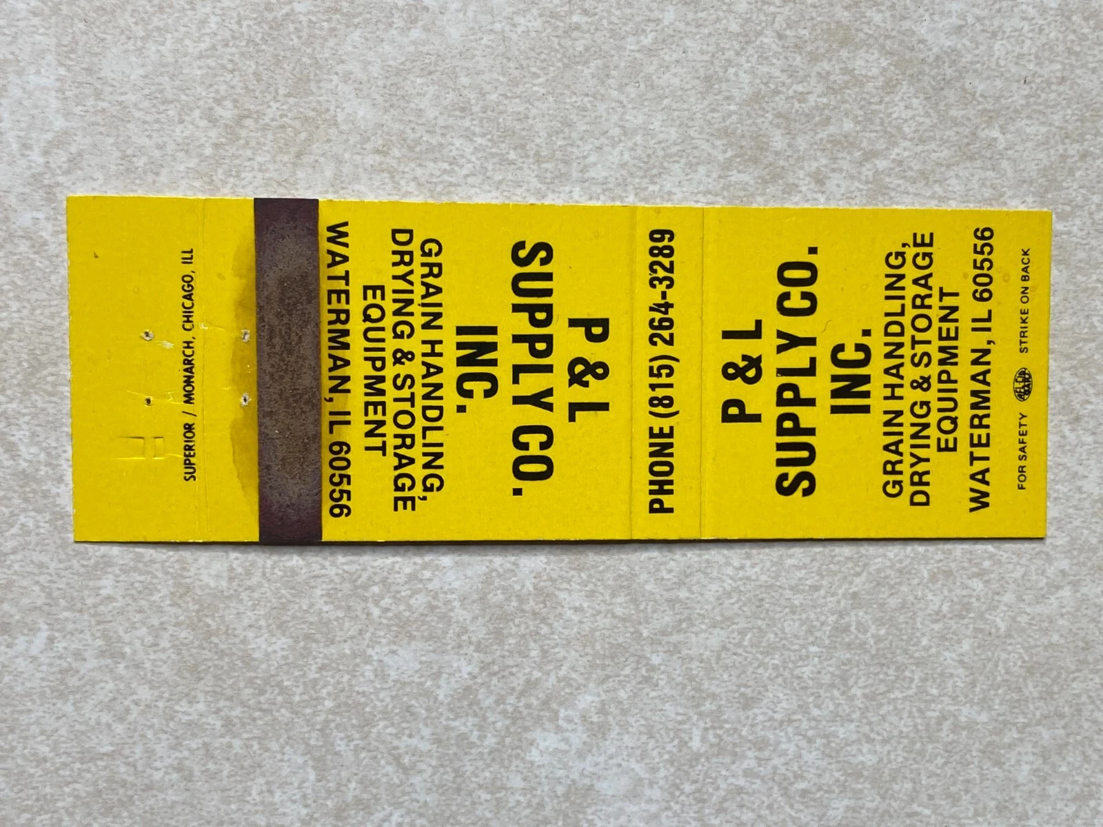 AT540 Vintage Matchbook Cover P and L Supply Company Inc Waterman Illinois IL